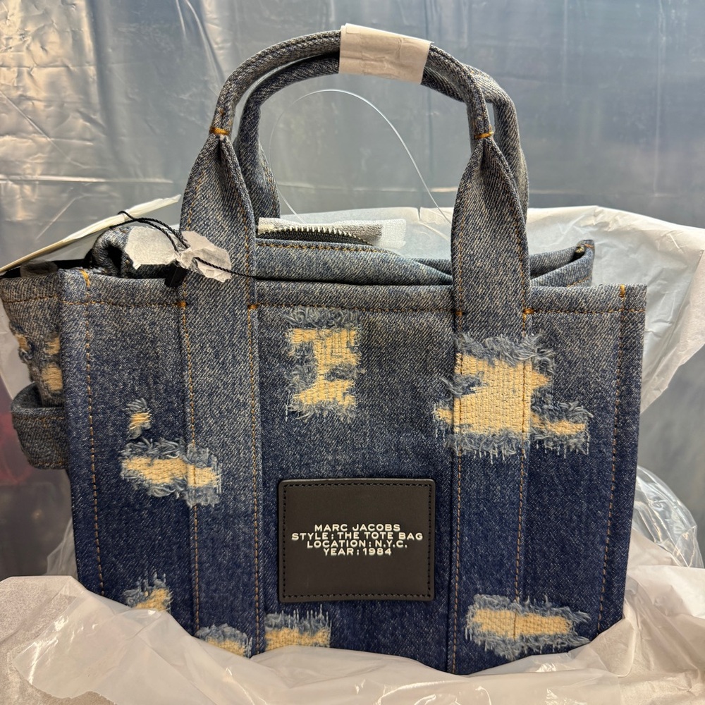 Marc Jacobs The Rip & Repair Denim Small Tote Bag - Punk Indigo - Picture 9 of 10